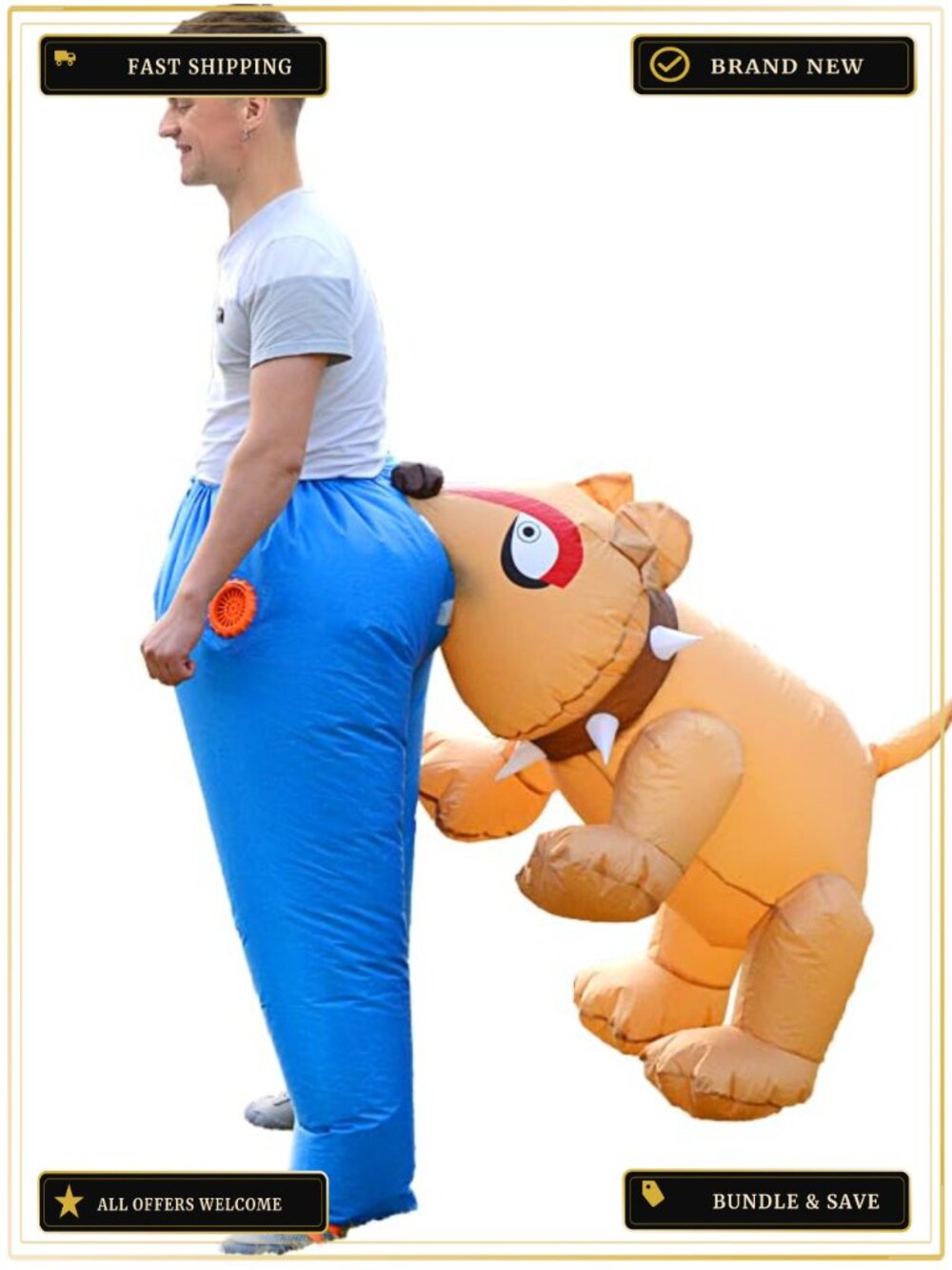 Inflatable Dog Bite Costume Adult Blow Up Funny Halloween Party Cosplay